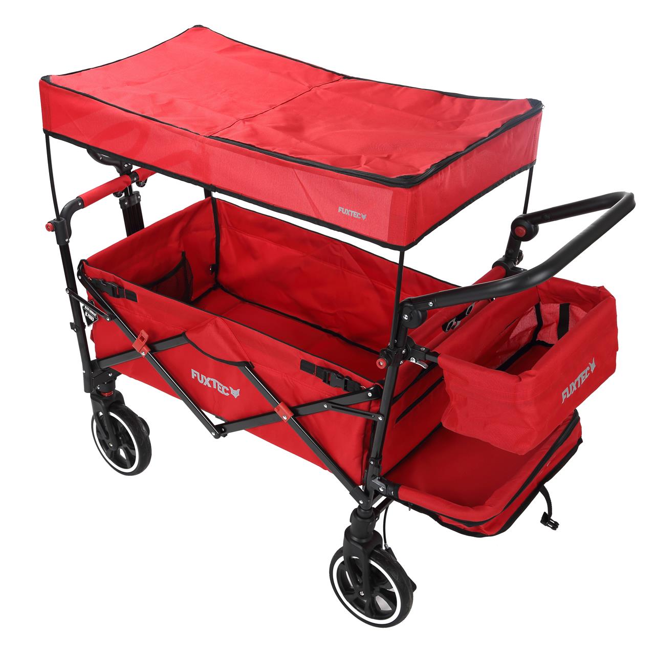Fuxtec carrello pieghevole premium per il trasporto dei bambini con tettuccio CT850 Rosso