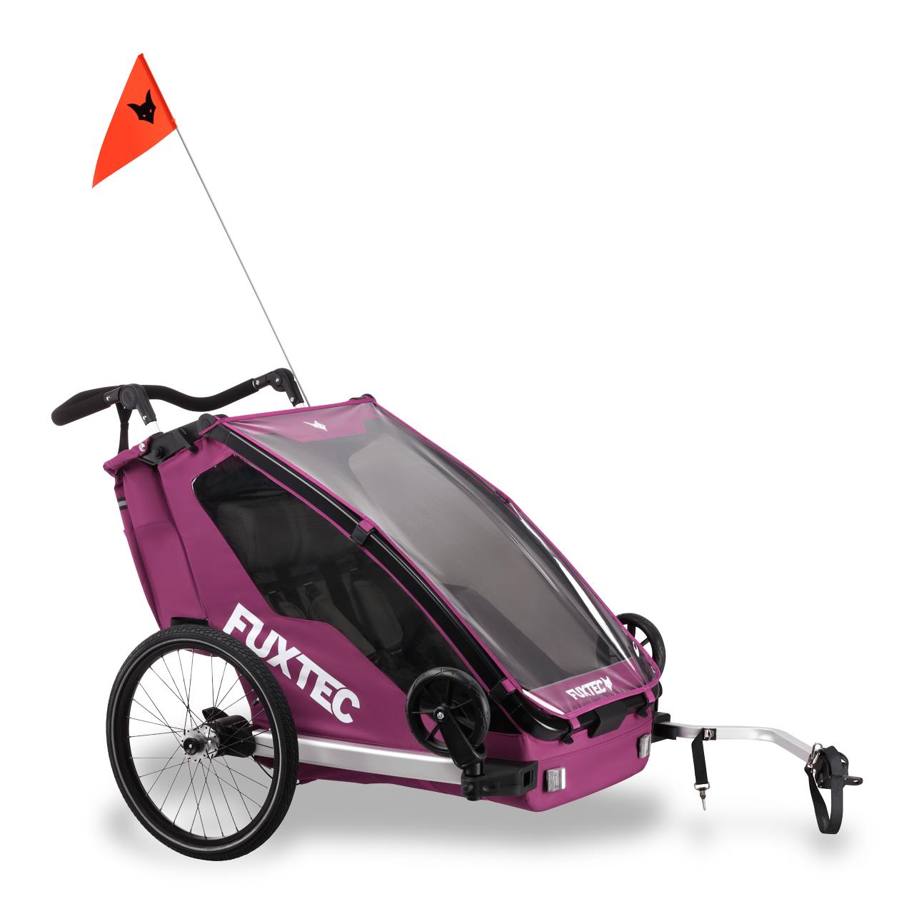 Image of FUXTEC FX-FA1: Carrello Bici Sportivo Convertibile per Bambini - Multifunzione, Sicuro e Confortevole - VIOLA